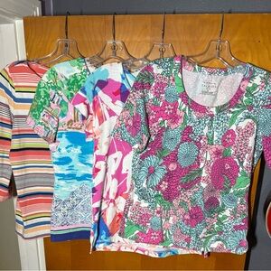 Bundle of 4 Talbots Vibrant Floral and Striped Tops, size small petite